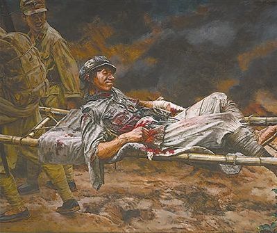 油画《红军师长陈树湘》