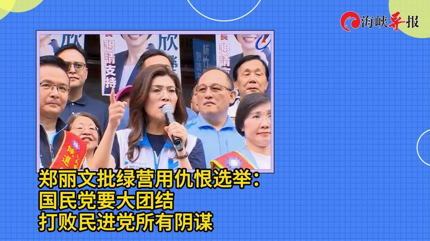 郑丽文批绿营用仇恨选举：国民党要大团结，打败民进党所有阴谋
