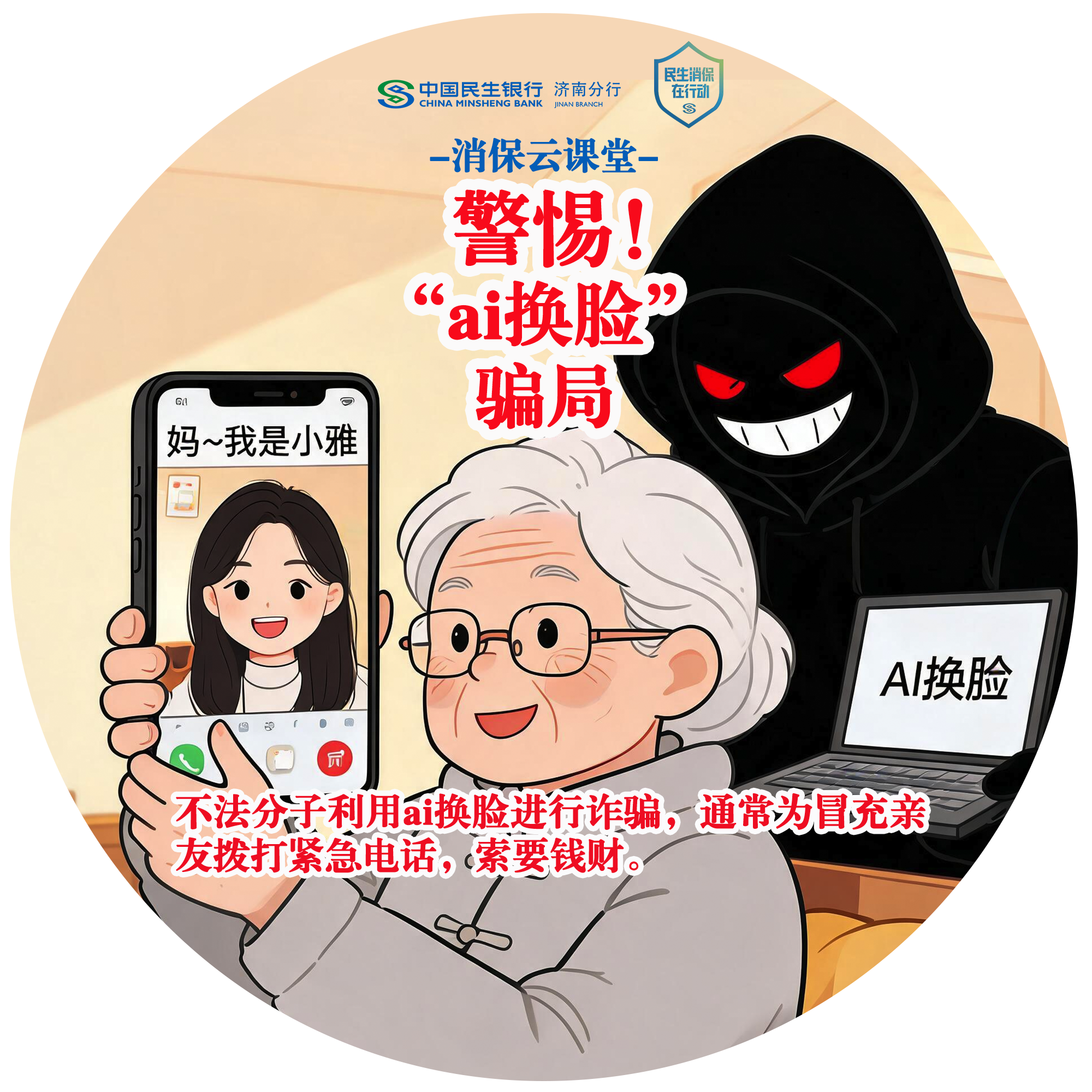 民生银行济南分行“消保云课堂”提醒您：警惕“ai换脸”骗局
