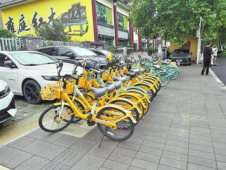 未来路上,共享单车、机动车等占压盲道。