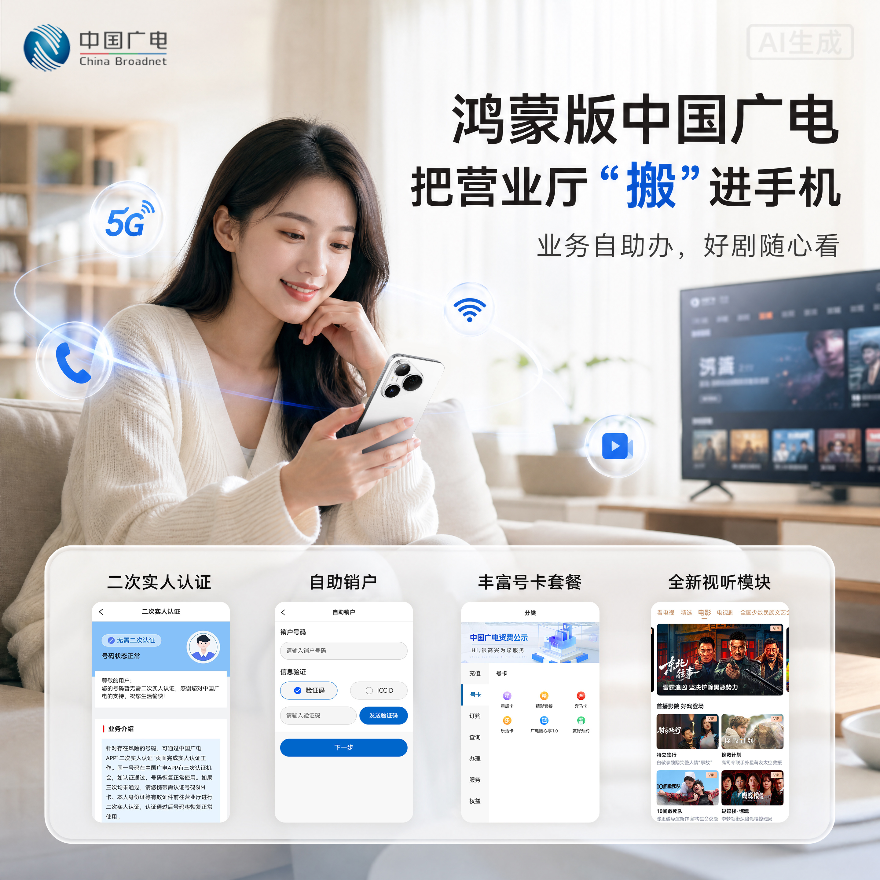 二次认证、自助销户线上办,鸿蒙版中国广电App把营业厅搬进手机!