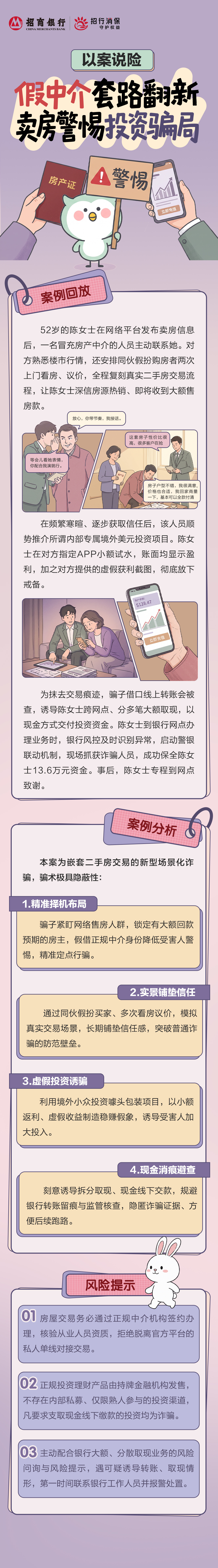 招商银行武汉分行“金融教育宣传周”丨假中介套路翻新，卖房警惕投资骗局
