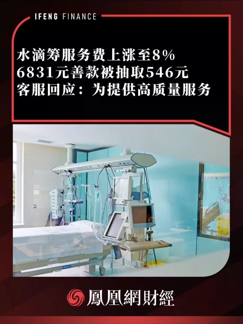 水滴筹服务费上涨至8%，6831元善款被抽取546元，客服回应：为提供高质量服务