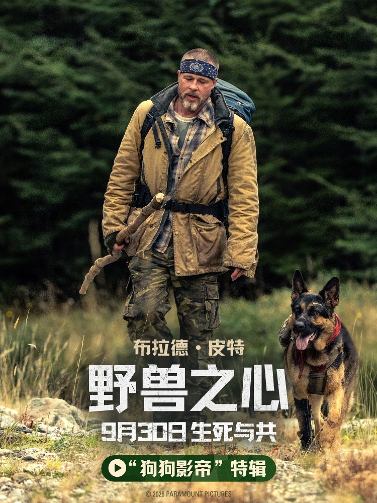 布拉德·皮特新片《野兽之心》发布“狗狗影帝”特辑 电影头号演员竟是它
