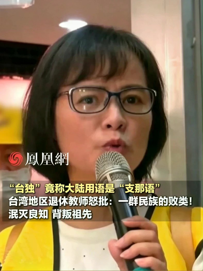 “台独”竟称大陆用语是“支那语”，台湾地区退休教师怒批：泯灭良心，背叛先祖的民族败类