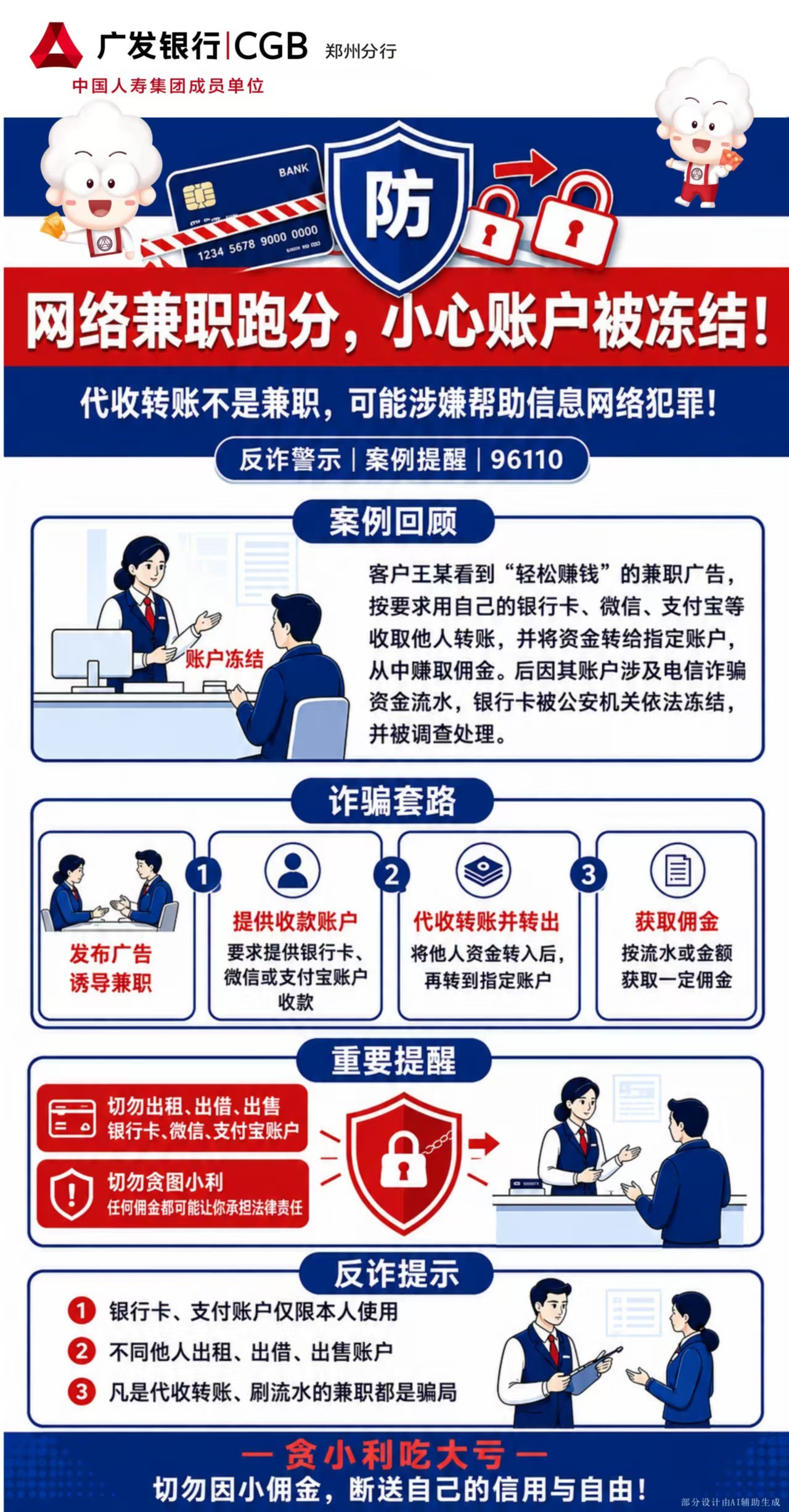 广发银行郑州分行反诈提醒：警惕“跑分”洗钱，勿出租出售银行卡