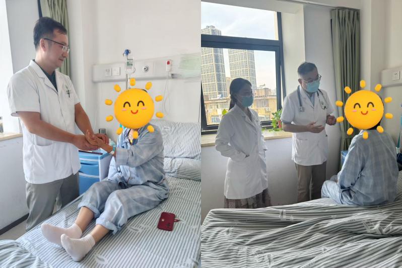张荣春主任（左图）和苏翔宇主任（右图左二）分别为患者查房