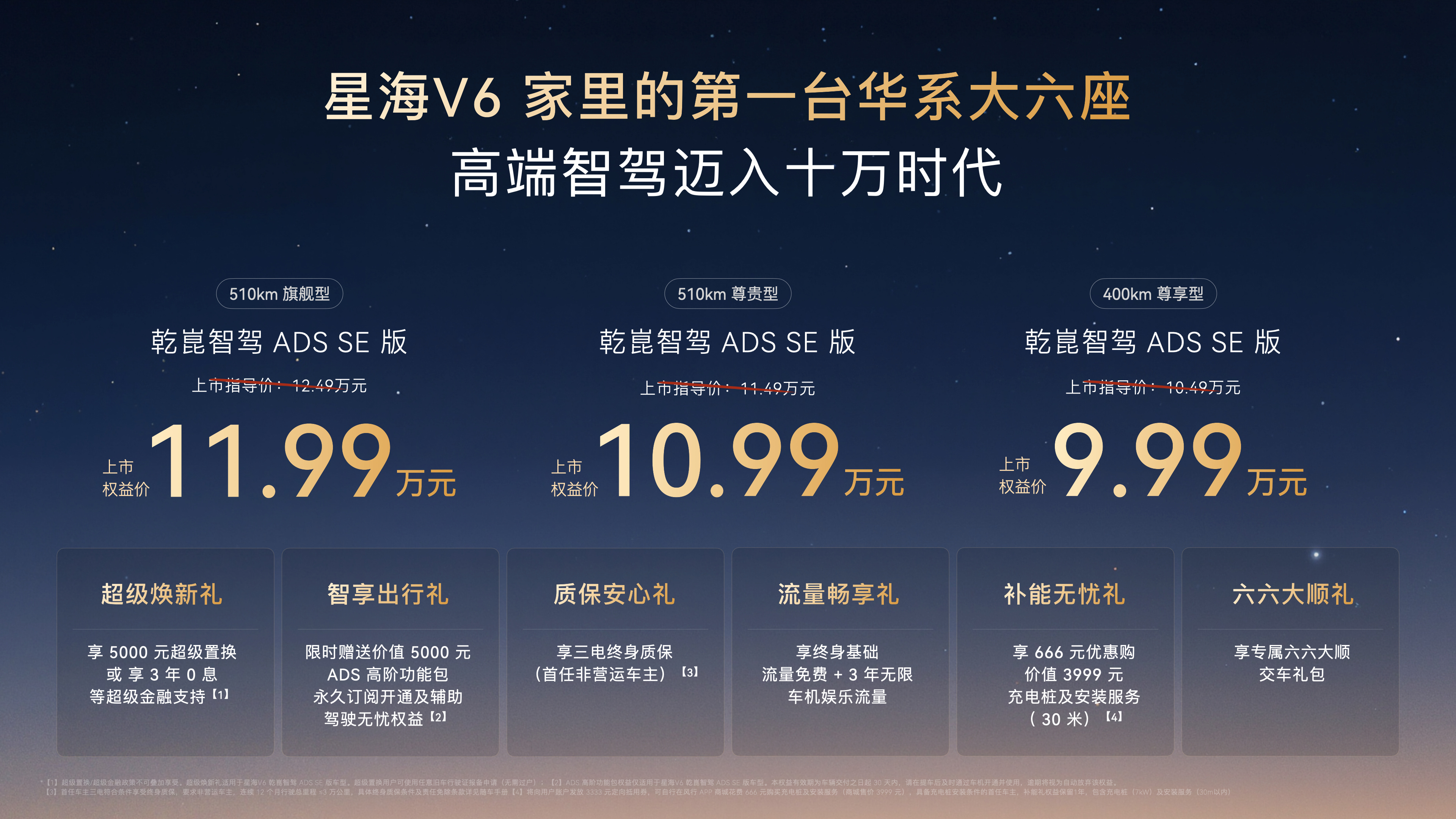 华为乾崑智驾下探到10万级家用市场 星海V6上市权益价9.99万元起