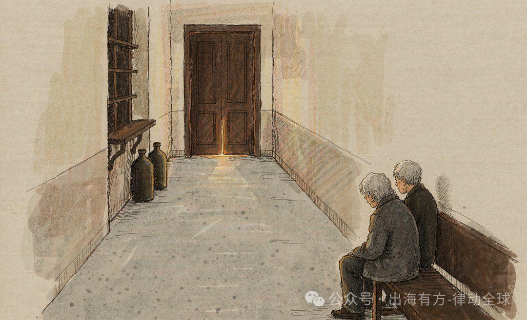 听证会开完了,门外还坐着两个背影