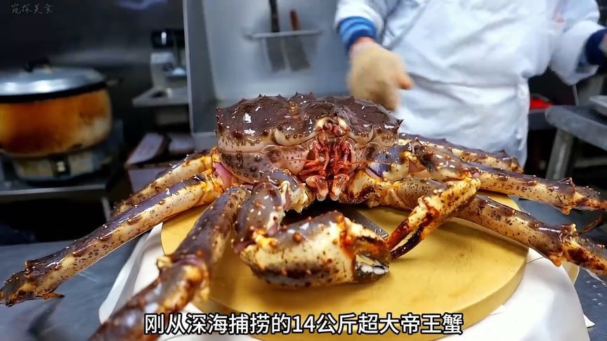 刚捕捞上来的超大帝王蟹 餐厅师傅要在20分钟做好端给食客