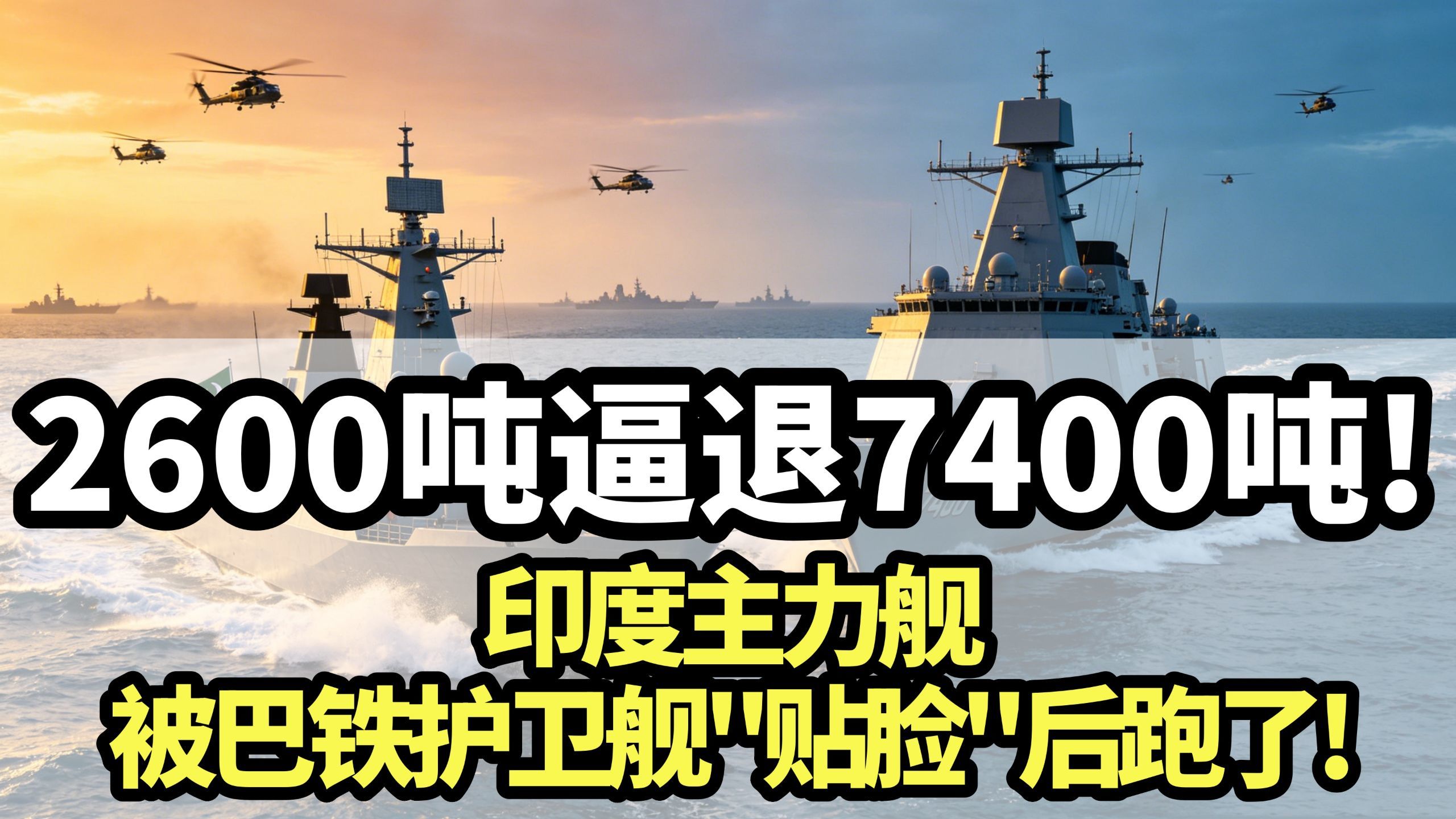 小舰撞大舰！印度7400吨主力舰被2600吨巴铁护卫舰“贴脸”后加速跑了