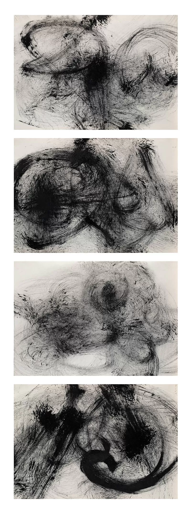 刘革作品《第 103 宇宙/ 太古妙像》素描纸、焦墨 155cm×54cm 2023