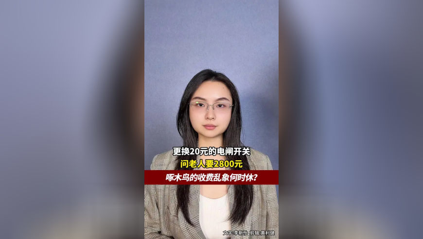 更换20元的电闸开关，问独居老人要2800，啄木鸟的收费乱象何时休？