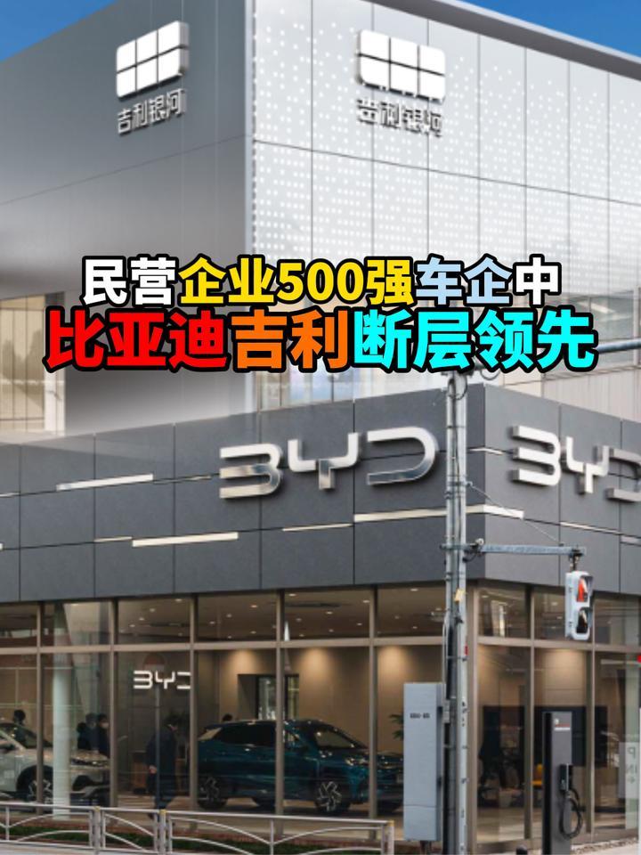 民营企业500强车企中比亚迪吉利断层领先