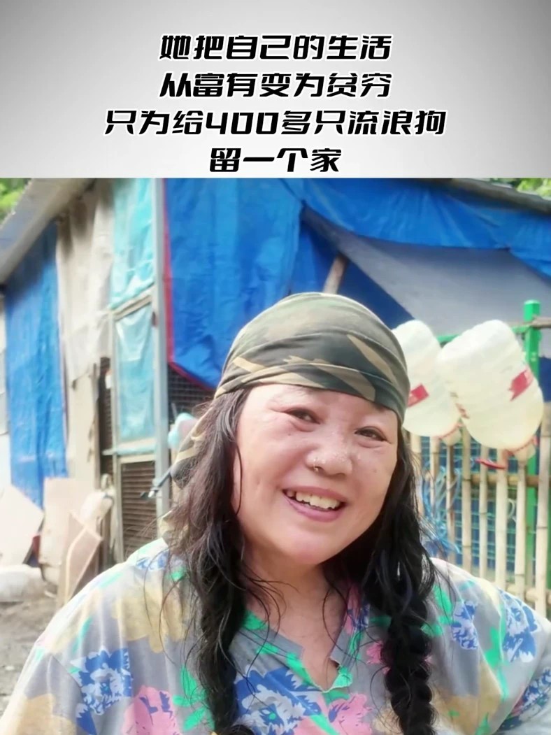 她把自己的生活从富有变为贫穷，只为给400多只流浪狗留一个家