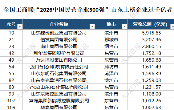 数据来源:2026中国民营企业500强榜单(全国工商联,2025年营收口径) 制表:都亚男