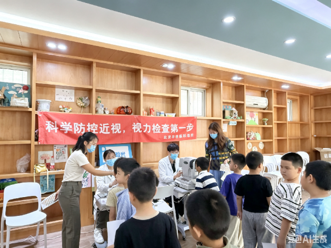 医护人员为学生进行细致检查,并向学校和家长反馈视力情况
