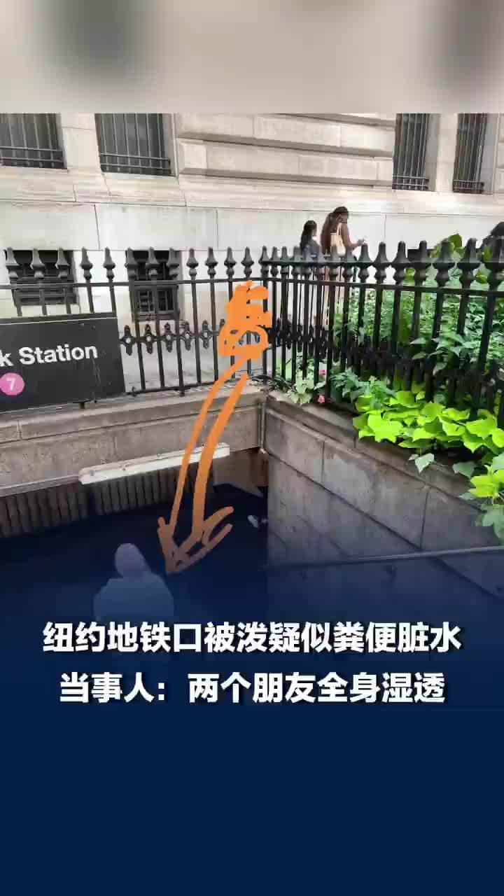 纽约地铁口被泼疑似粪水嫌犯逃跑，纽约地铁口被泼疑似粪水附近无监控