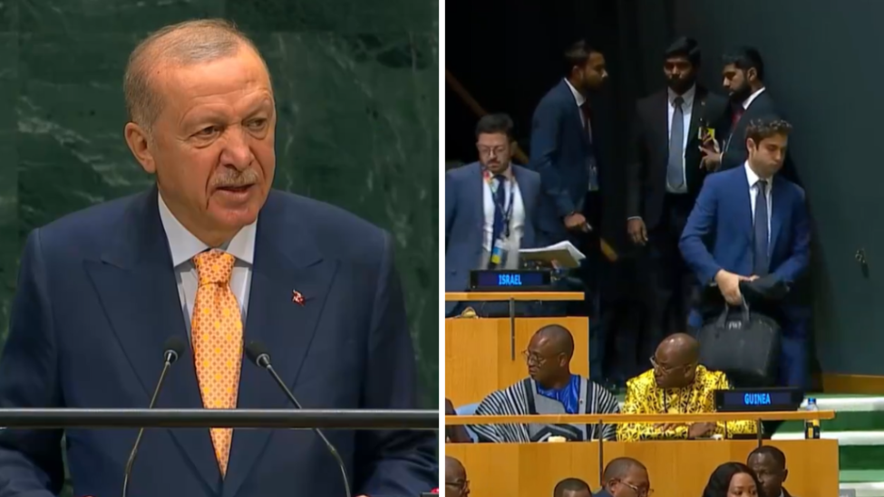 埃尔多安在联合国大会发言，谴责以色列在加沙的“国家恐怖主义”，以色列代表愤而离席