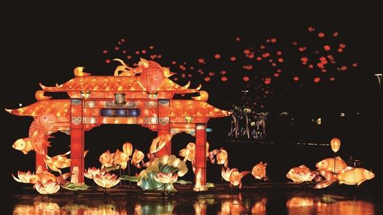 (2026济宁太白湖新春灯会部分场景 图源济宁日报)