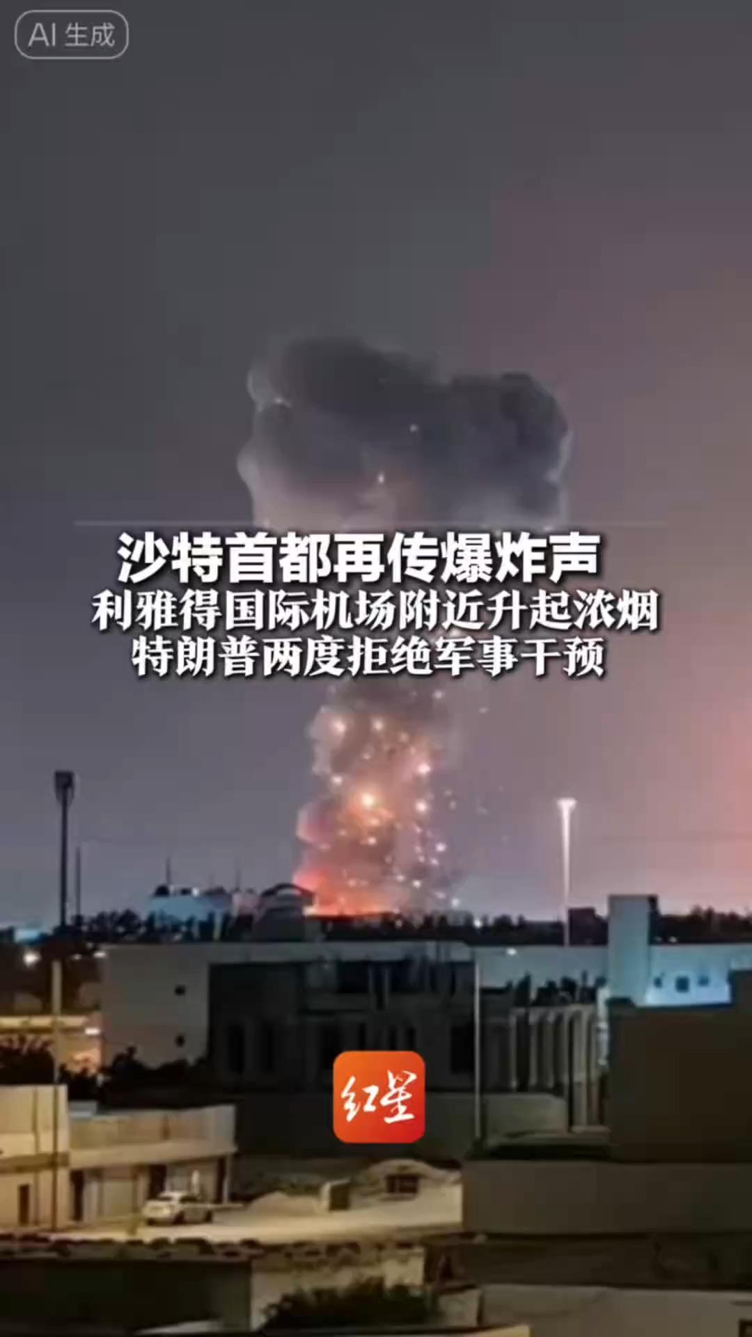 一天两次被袭！沙特首都再传爆炸声利雅得国际机场附近升起浓烟 特朗普两度拒绝军事干预
