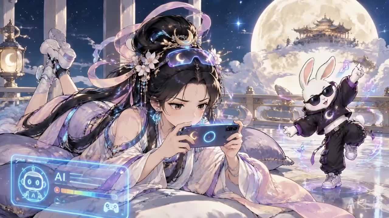 吴刚忙着砍树