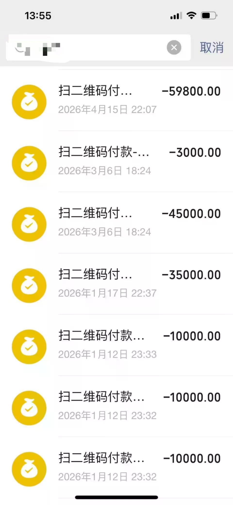 杨女士向对方的转账记录