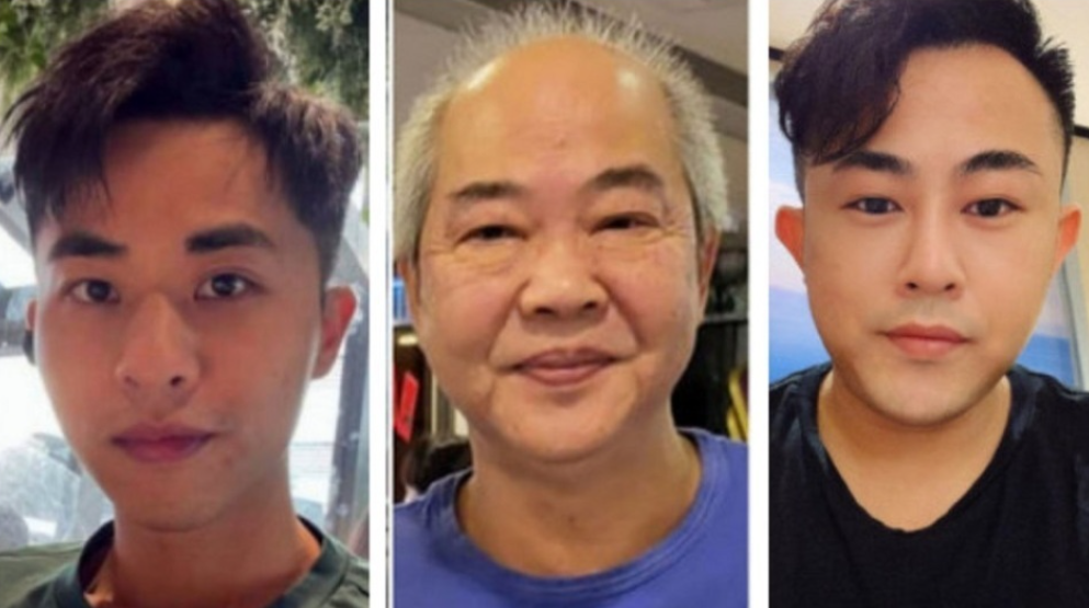 三名被告,左起:邝港智、邝球及邝港杰