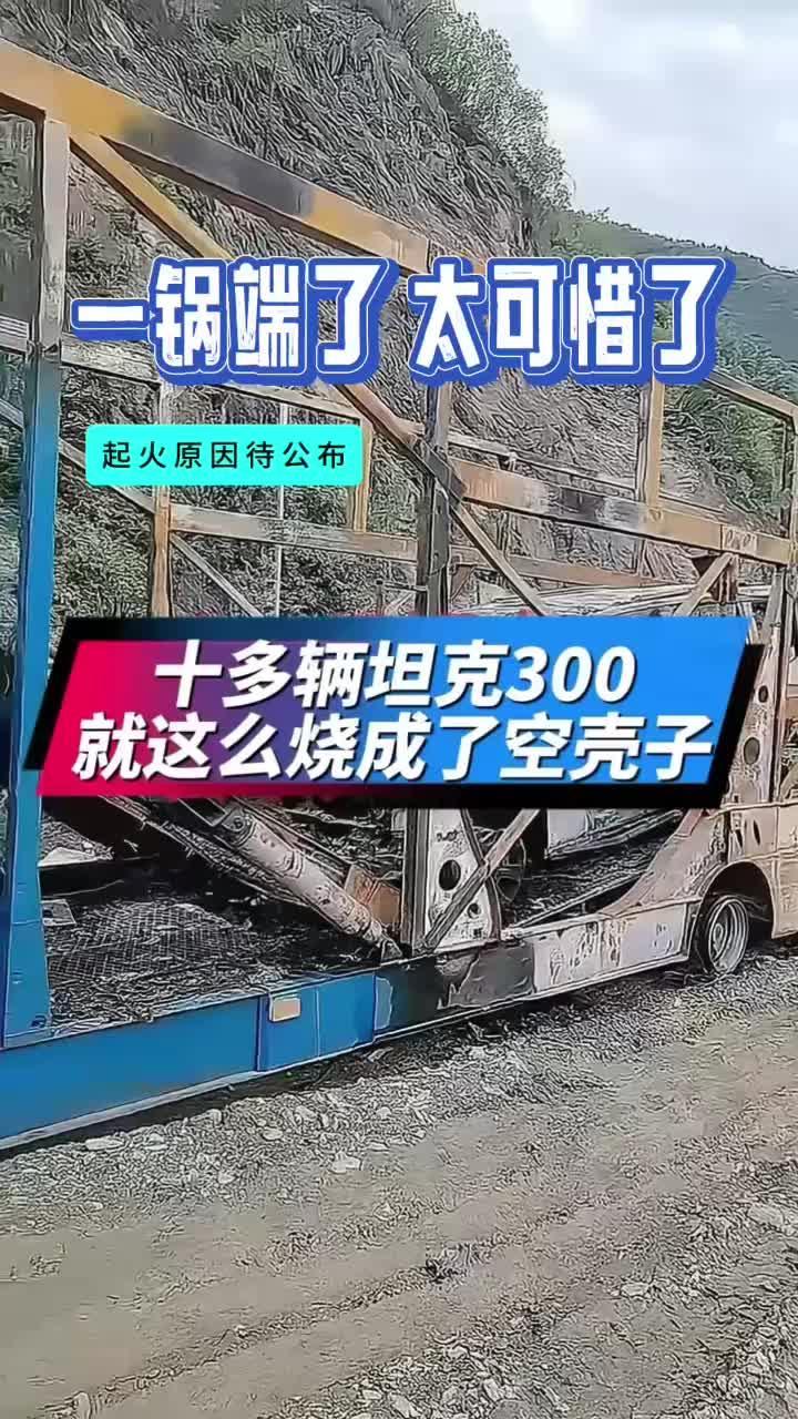 十多辆坦克300，还没下板车就烧成了空壳，太可惜了！起火原因待官方公布……