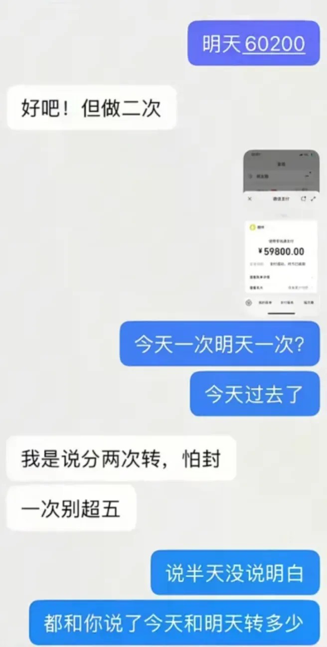 杨女士和男子的转账聊天记录