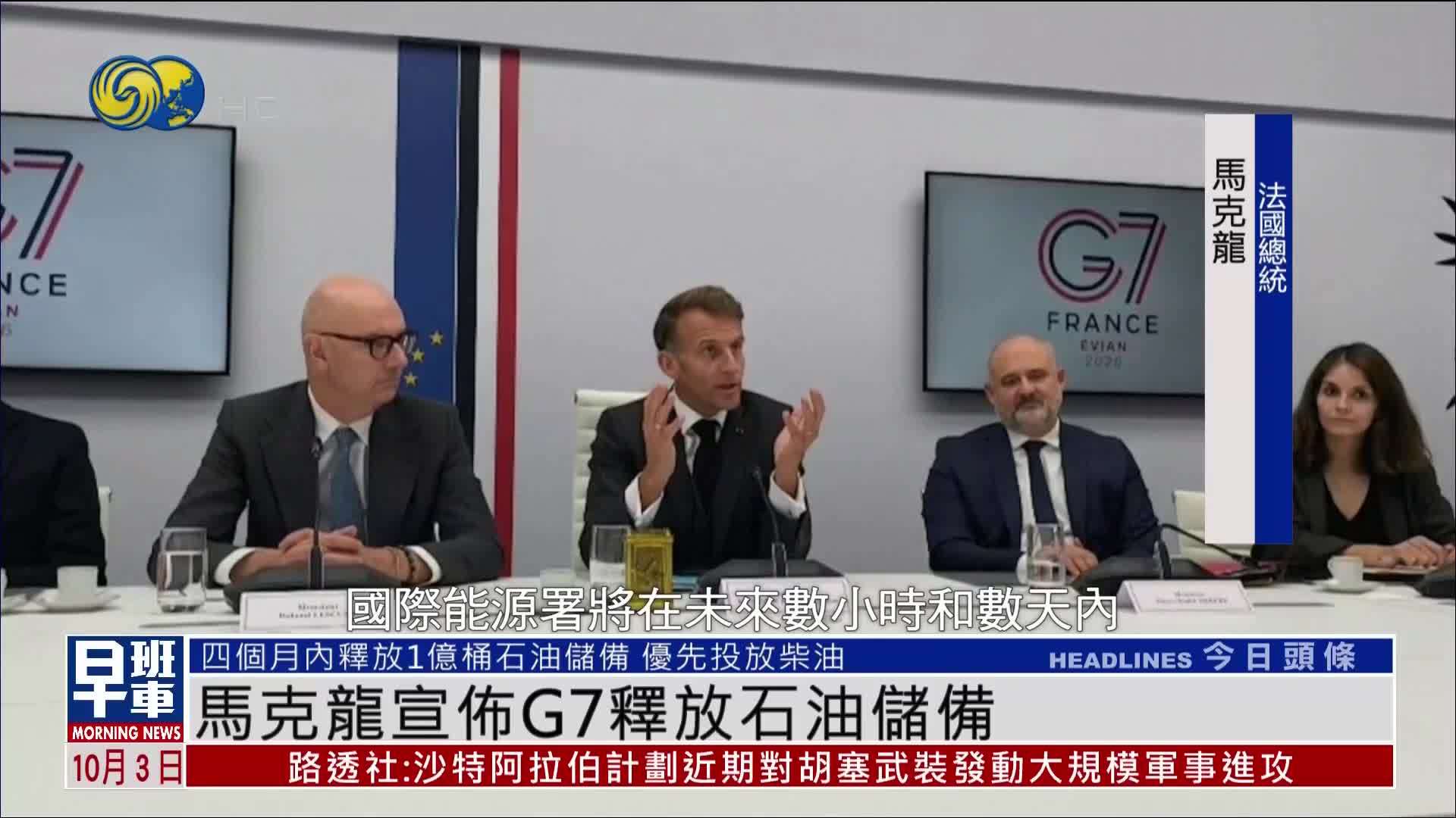 马克龙宣布G7释放石油储备