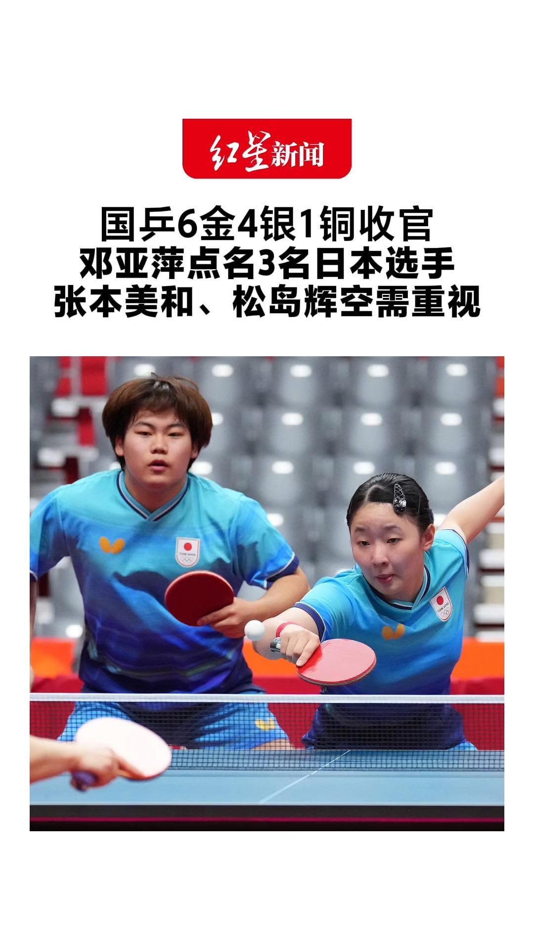 国乒6金4银1铜收官 邓亚萍点名3名日本选手 张本美和、松岛辉空需重视 张本智和仍是主要研究对象