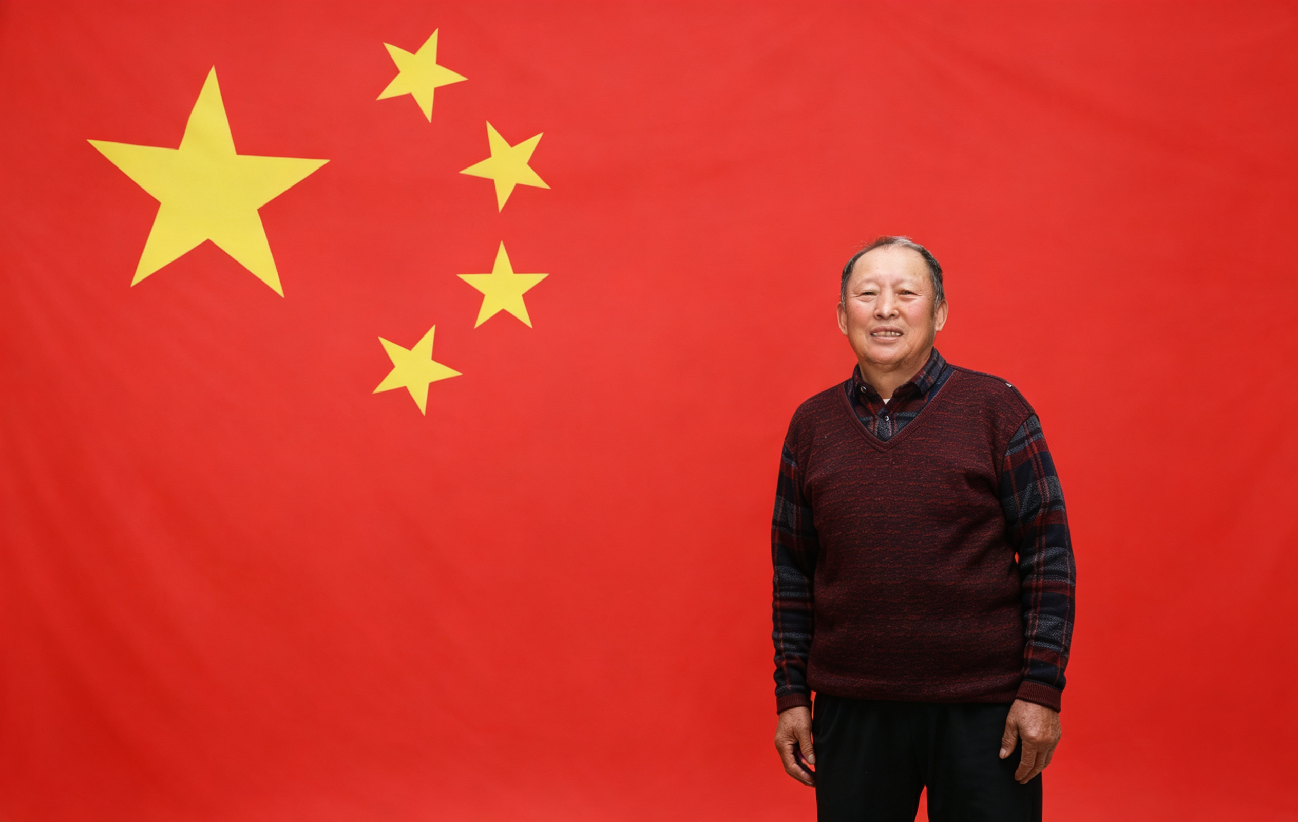老人与国旗合影（图由兰州公安交警提供）