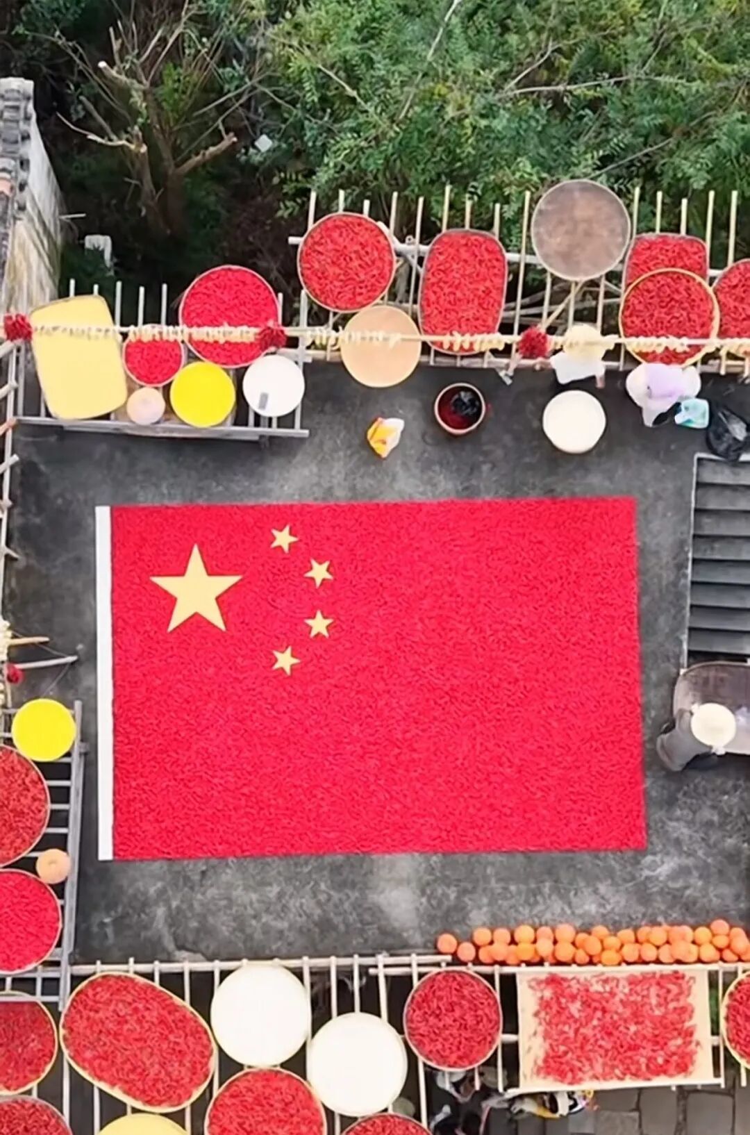 用辣椒制成的国旗(来源:网友@舟舟)