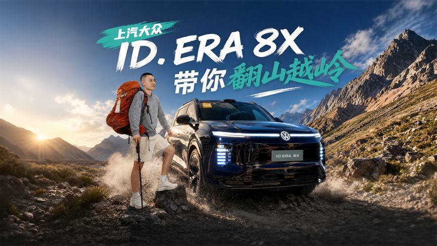 上汽大众ID. ERA 8X带你翻山越岭，和得物一起秒变户外发烧友