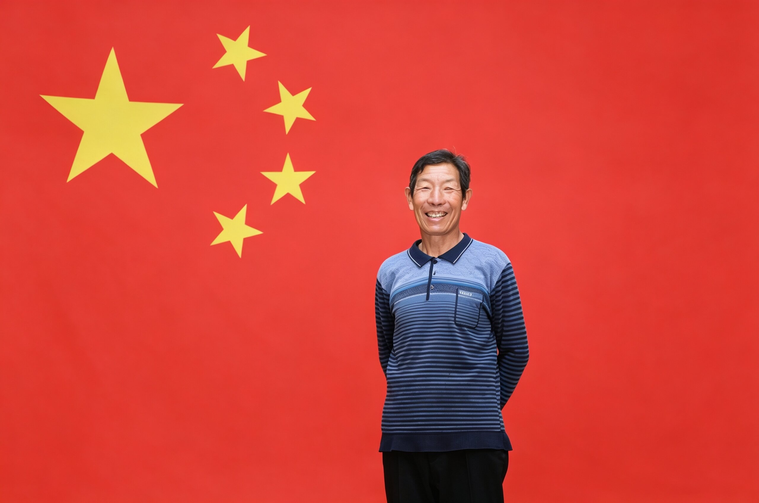 老人与国旗合影（图由兰州公安交警提供）