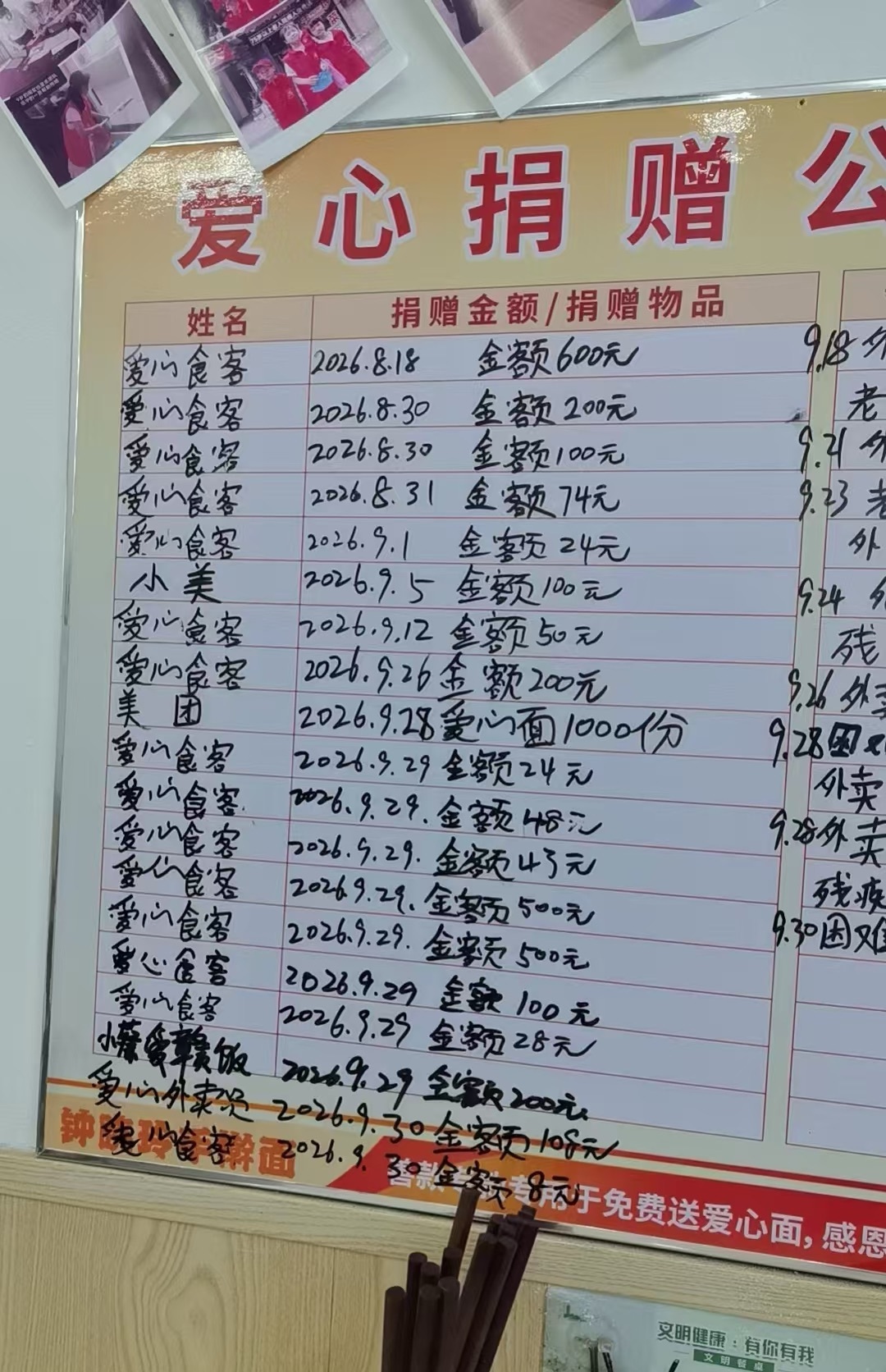 爆火后许多爱心食客捐款（受访者提供）
