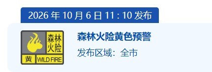 珠海森林火险黄色预警生效 注意防火及用火安全