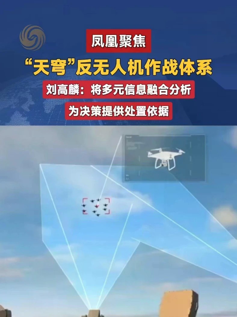 中国“天穹”综合反无人机作战体系，将雷达、光电、电子侦测与各类武器接入统一指挥中枢。#反无人机 #中国 #凤凰聚焦