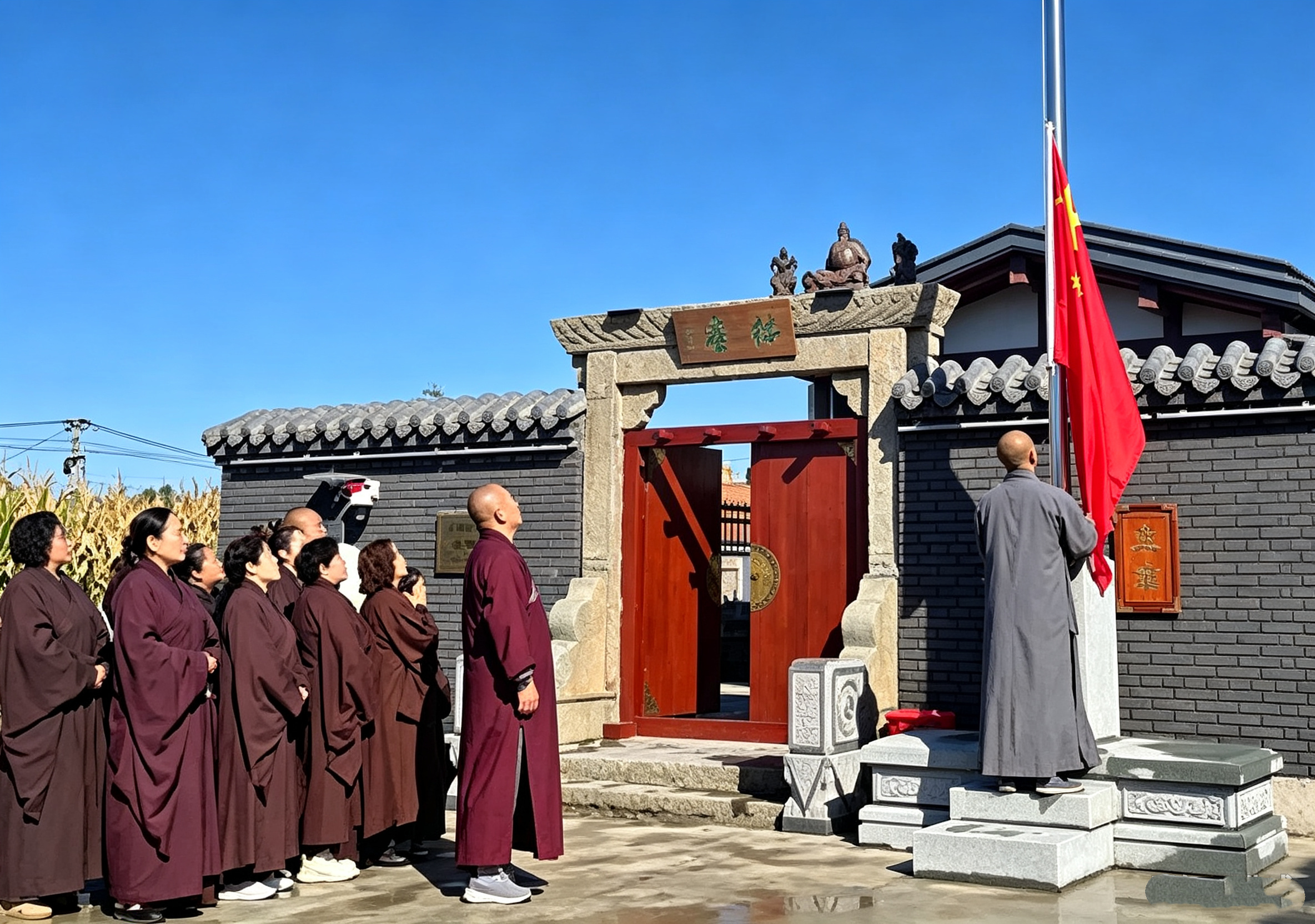 辽宁佛教界举行国庆升国旗仪式 共祝祖国繁荣昌盛