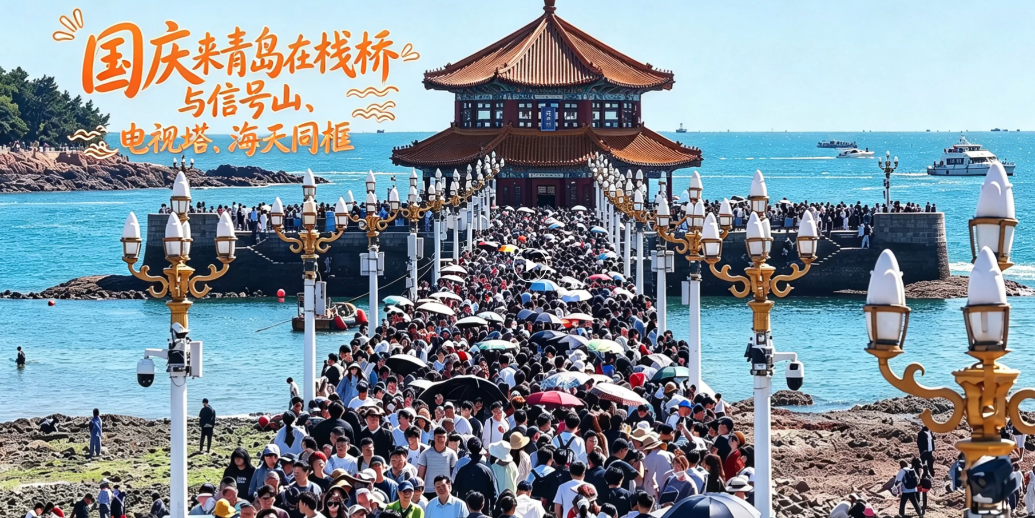 凤凰视频|国庆青岛｜栈桥人潮，一框收尽半城山海