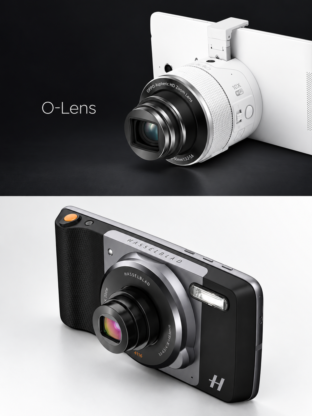 上图|OPPO O-Lens 1 下图|Hasselblad True Zoom
