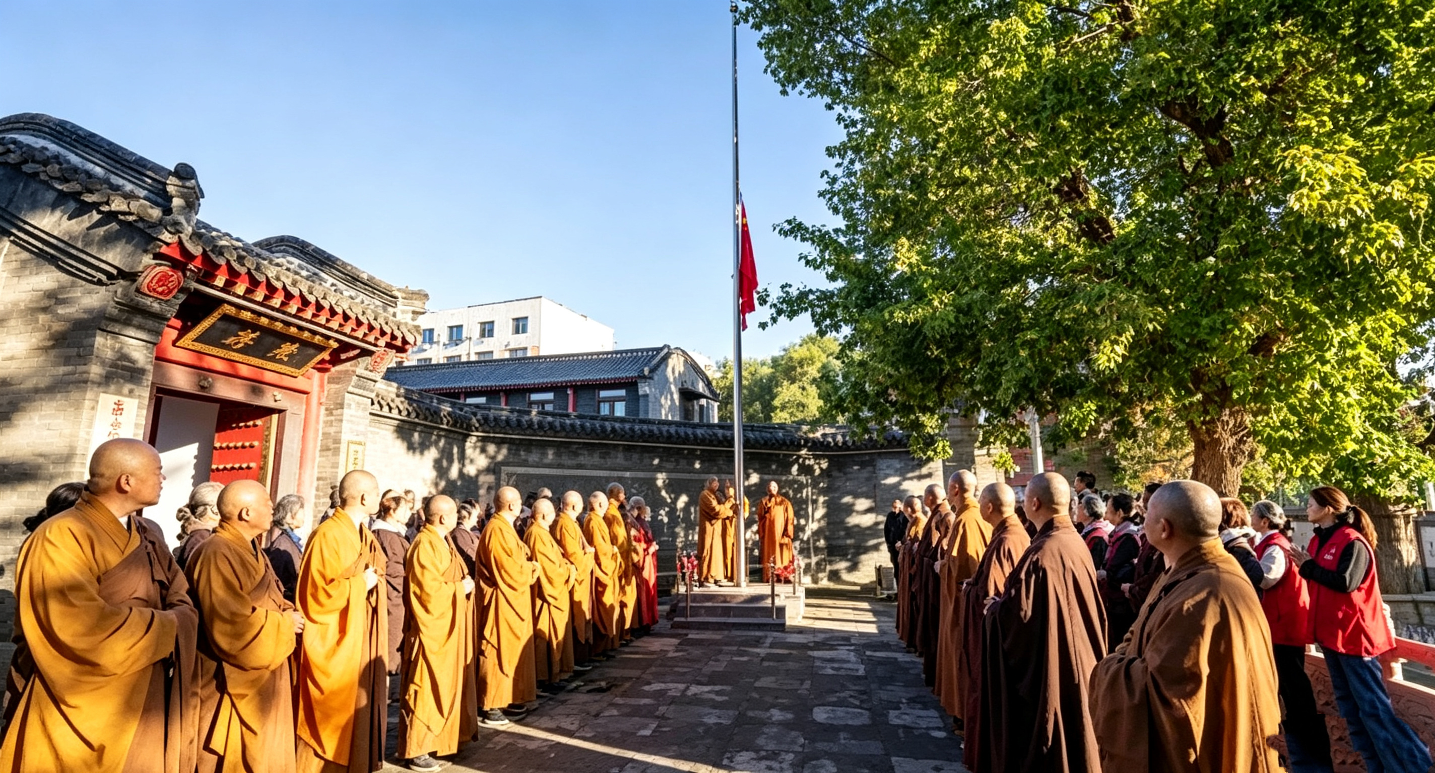 辽宁佛教界举行国庆升国旗仪式 共祝祖国繁荣昌盛