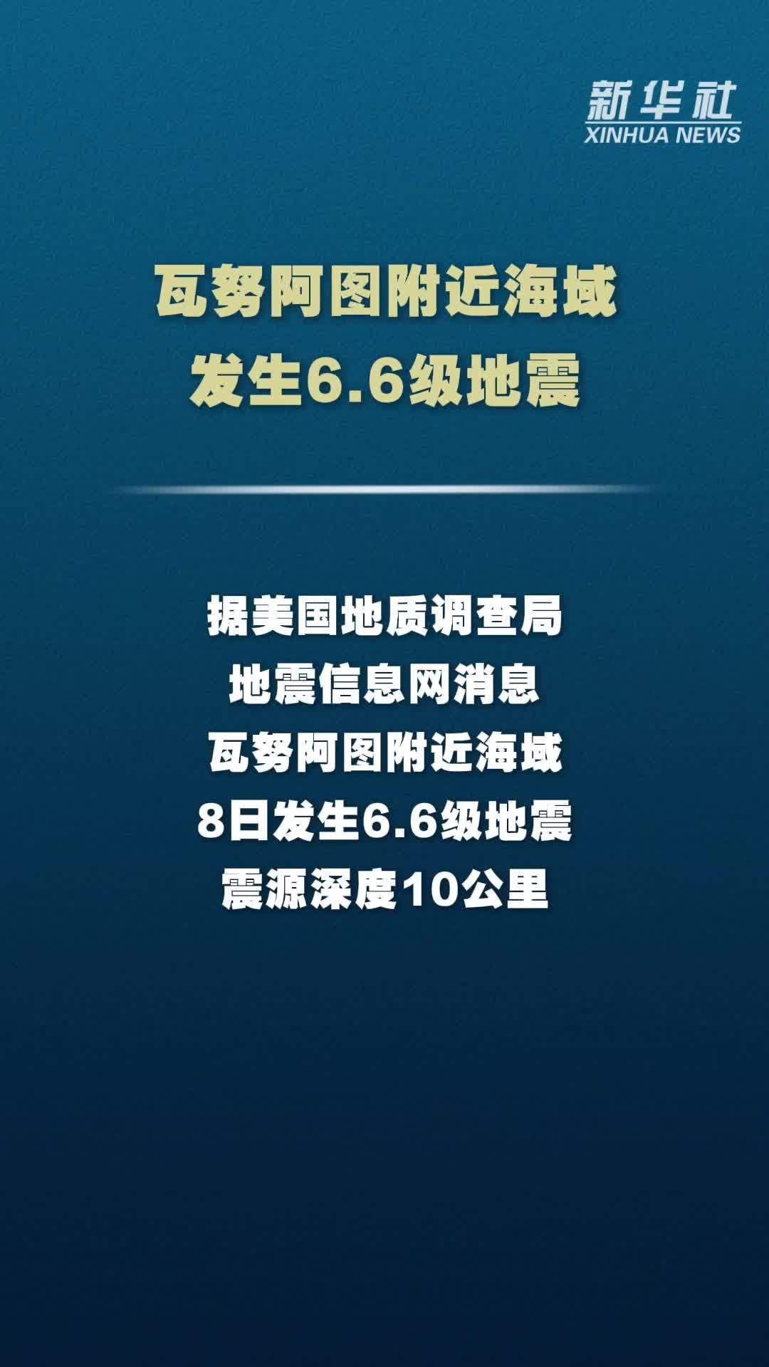 瓦努阿图附近海域发生6.6级地震