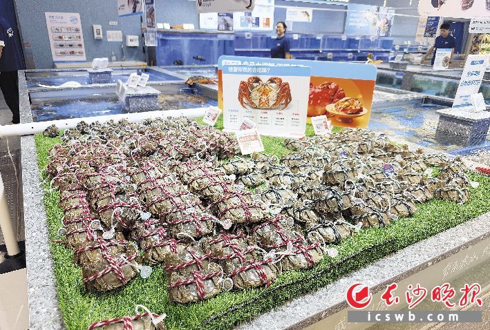 盒马鲜生门店里的大闸蟹,价格并未下降太多。均为长沙晚报记者 贾凯清 摄