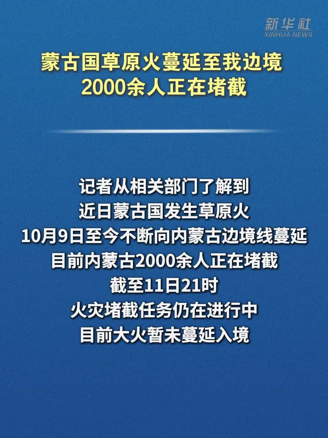 蒙古国草原火蔓延至我边境 2000余人正在堵截