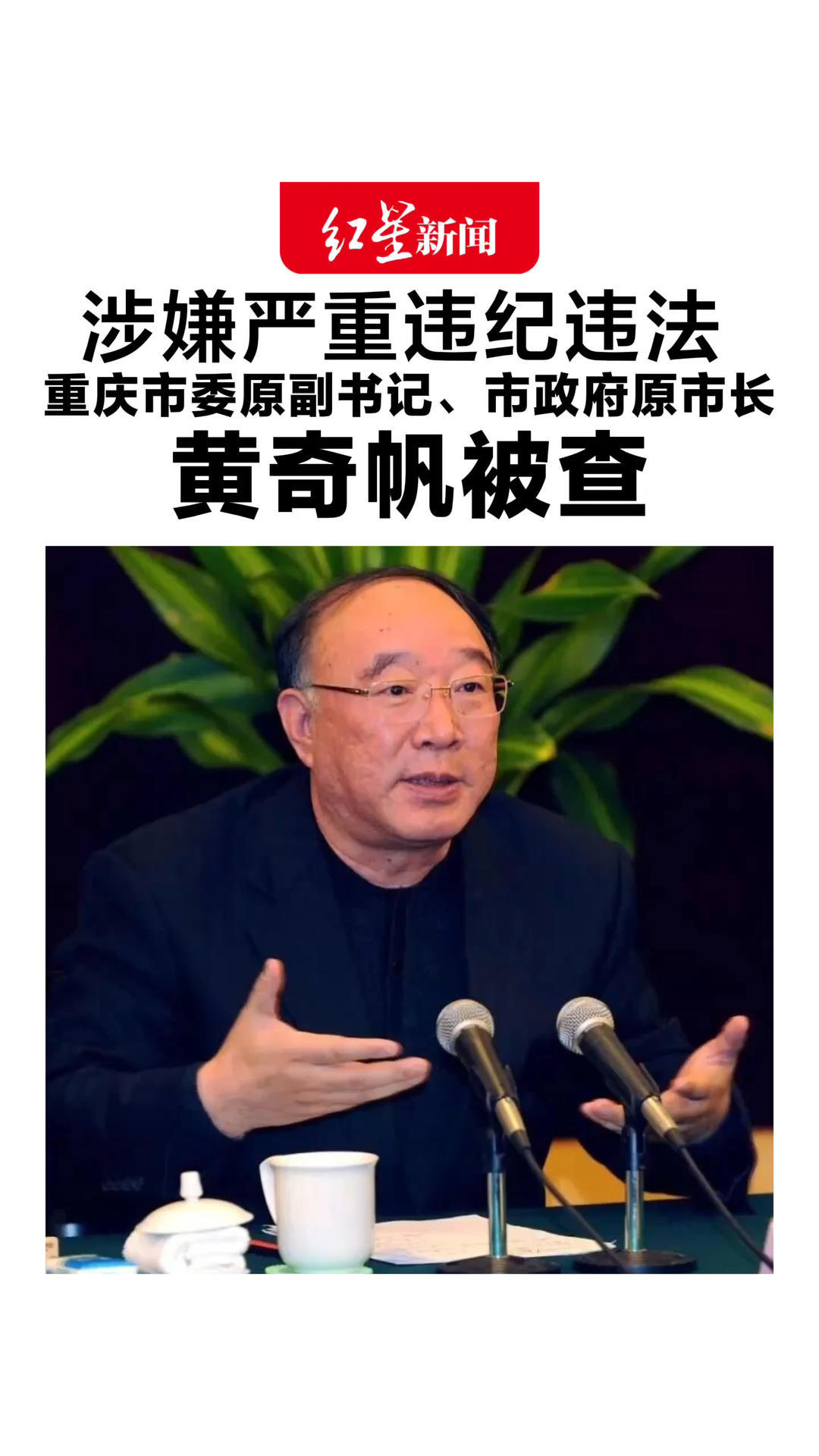 涉嫌严重违纪违法 重庆市委原副书记、市政府原市长 黄奇帆被查