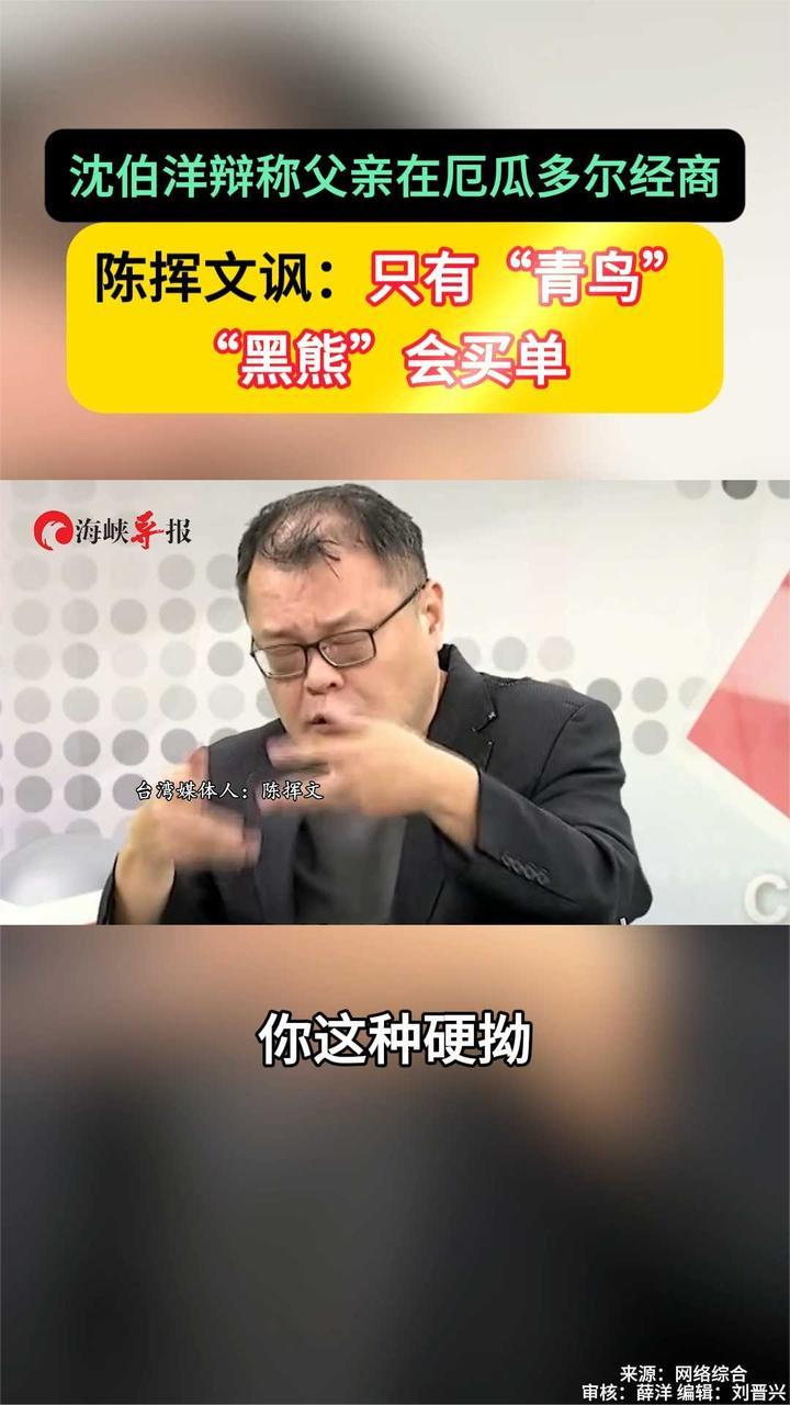 沈伯洋辩称父亲在厄瓜多尔经商 陈挥文：只有“青鸟”“黑熊”会买单