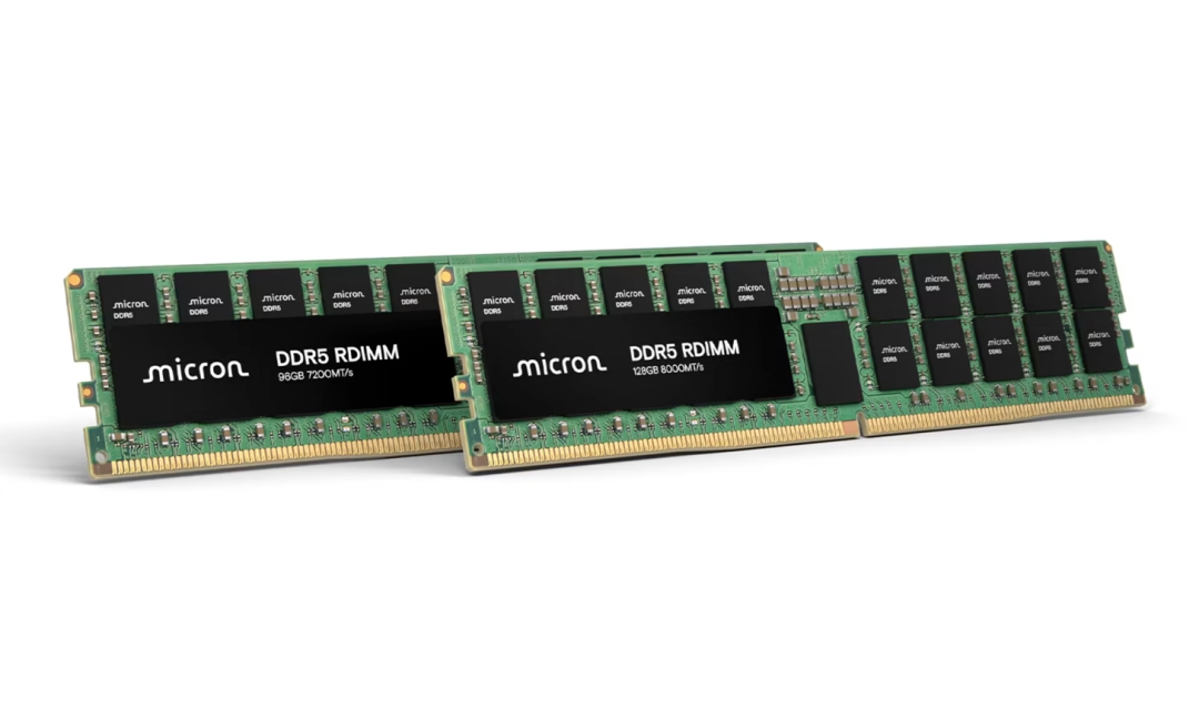 图为美光DDR5 RDIMM内存模组 图源:美光科技