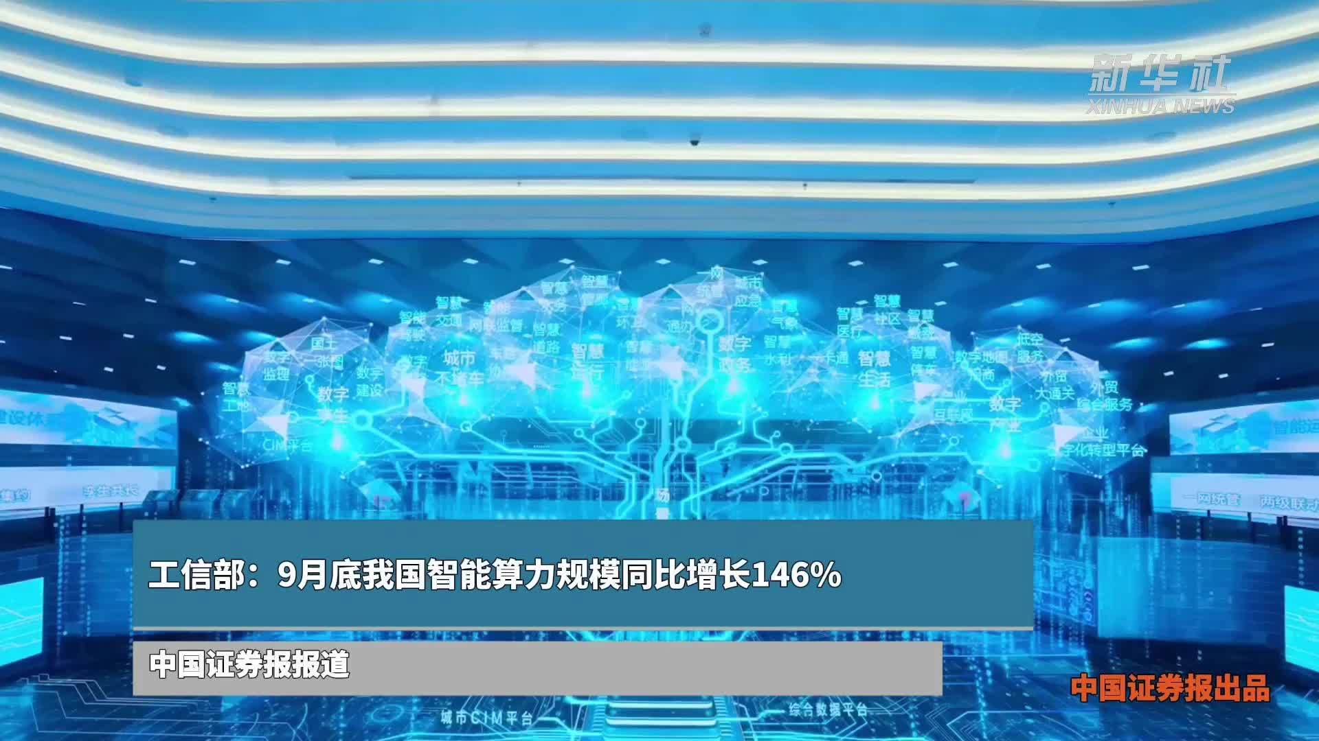 工信部：9月底我国智能算力规模同比增长146%
